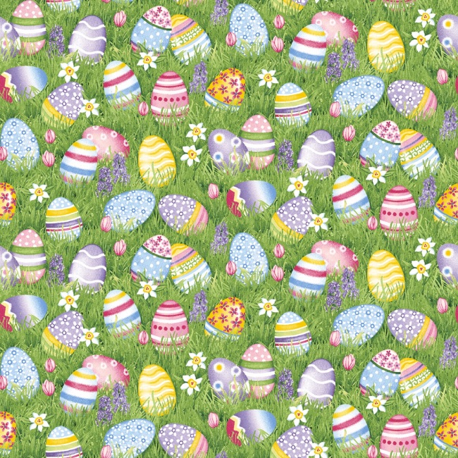 Hoppy Hunting Easter Eggs In The Grass Fabric